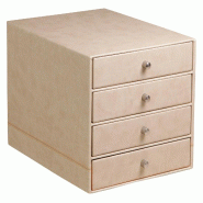 Bloc de classement Rhodiarama, 4 tiroirs, finition simili cuir italien, coloris beige - beige 318865C