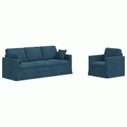Canapé 2 pcs Bleu 198 x 78 x 80 cm Velours Modèle Aero Outdoor - Matériau naturel 8721364374904