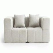 Canapé droit modulaire MILYSOFA SOFABULOUS 2 places Tissu fine bouclette Beige crème - MS-BULOUS-2-CRB