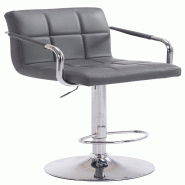 CLP Tabouret de bar Lucy V2  en similicuir avec Piètement en Métal Gris/Chrome - gris polyester 10606408
