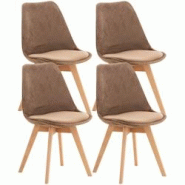 Décoshop26 - Lot de 4 chaises de salle à manger design scandinave en tissu velours marron pieds bois clair CDS10381 - marron 3000438169604 Décoshop26 - Lot de 4 chaises de salle à manger design scandinave en tissu velours marron pieds bois clair CDS10381 - marron 3000438169604