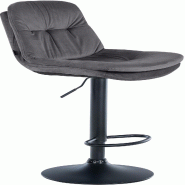 Décoshop26 - Tabouret chaise haute x1 pour cuisine et bar à assise moelleuse en velours gris foncé cadre en métal noir 10_0005693 - gris métal 30