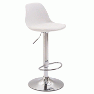 Décoshop26 - Tabouret de bar en synthétique et plastique blanc pied en métal réglable et pivotant 10_0000145 - blanc métal 3000875269608