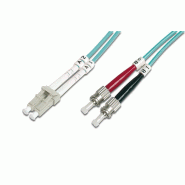 DIGITUS Câble de brassage multimode OM 3 à fibre optique, LC / ST, 2 x ST - LC Duplex, 2 m, aqua - DK-2531-02/3