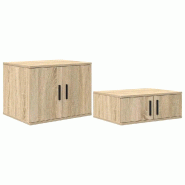 Helloshop26 - Armoire de rangement moderne 108 x 41 x 40 cm avec 2 étagères durable style minimaliste en bois d'ingénierie chêne 02_0052120 - Bois