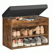 Helloshop26 - Banc à chaussures meuble à chaussures avec siège rembourré banc d'entrée avec 3 compartiments et assise rembourrée 30 12_0004089 -
