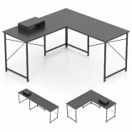 Helloshop26 - Bureau informatique en forme de L 150 x 150 x 75 cm avec prise intégrée et support CPU pour confort au travail en gris 20_0017040 - gr