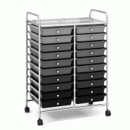 Helloshop26 - Chariot de rangement à 20 tiroirs mobile 64 x 38 x 87 cm pratique pour bureau et maison style moderne en métal gris - gris métal 3000