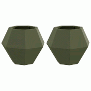 Helloshop26 - Lot de 2 jardinières rectangulaires élégantes extérieur 50 x 50 x 40 cm en acier vert olive 02_0053125 - vert acier 3000237771657