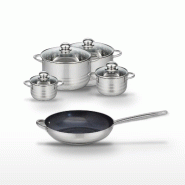 Lot Poêle 32 cm et 4 Faitouts 12/14/20/24 cm Elo Profi Therm Platinum - gris inox 3176239989656