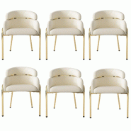 Merax Chaises rembourrées (lot de 6), ensemble chaise/fauteuil Fauteuil de salon/chambre/coiffeuse, velours beige - beige multi-matériau WF317939AAB-6_0
