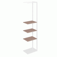 Suite structure Cage blanc base métal 58x40x240cm 3 tablettes noyer