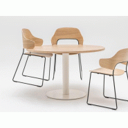 Table de réunion ronde - plan en bois - base en acier - pied tulipe - 3 diamètres disponibles