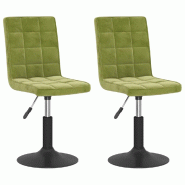 VidaXL Chaises pivotantes à manger lot de 2 vert clair velours Modèle Carmin - 335743