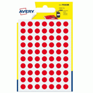 AVERY Lot de 10 Etui de 490 pastilles adhésives, diamètre 8 mm, coloris rouge (7 feuilles / cdt) - rouge PSA08R