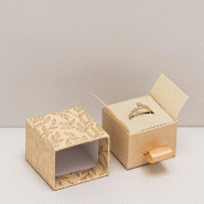 Boîte écrin bague kraft dorure à chaud Feuille d'or 4,5x4,5x3,5cm - par 5
