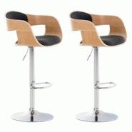 Décoshop26 - Lot de 2 tabourets de bar design scandinave en tissu gris foncé et structure en bois clair 10_0004256 - gris 3000252009711 Décoshop26 - Lot de 2 tabourets de bar design scandinave en tissu gris foncé et structure en bois clair 10_0004256 - gris 3000252009711