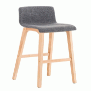Décoshop26 - Tabouret de bar x1 avec repose-pieds structure de 4 pieds en bois assise en tissu gris clair 10_0004974 - gris Bois massif 3000252388526