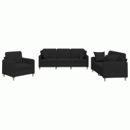 Ensemble de canapés 3 pcs avec coussins noir tissu Modèle Orion Select Plus - 8721012070417