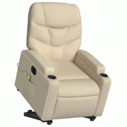 Fauteuil inclinable de massage électrique Crème Tissu Modèle Yasmine - 8721012171299