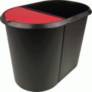 Helit Corbeille à papier Duo-System, ovale, PE, noir/rouge - multicolore H6103992