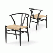 Helloshop26 - Lot de 2 chaises de salle à manger 46 x 59 x 73 cm confort ergonomique style moderne en métal noir 20_0011858 - 3000226938290