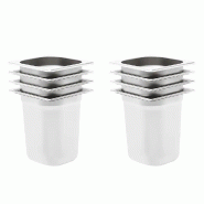 Helloshop26 - Lot de 8 récipients gastronorm empilables cuisine 176 x 162 x 200 mm en acier inoxydable argenté 02_0046006 - argenté inox 3000234001665