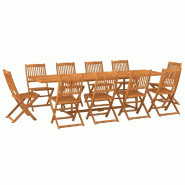 Helloshop26 - Mobilier à dîner de jardin 11 pièces bois d'acacia massif 02_0014738 - Bois massif 3000138091533