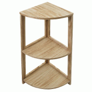 Mendler Étagère d'angle HWC-K44, Étagère sur pied Étagère de salon, 3 tablettes, 80x37x37cm MDF en paulownia ~ brun naturel - marron Bois massif 94397