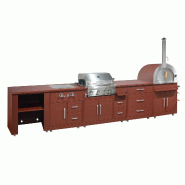 Oviala Business Oviala Cuisine d'extérieur, 5 éléments et 3 modules de cuisson en acier 96 x 444 x 66 cm brique - marron acier 115320