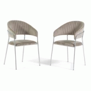 RATTATAN Lot de 2 chaises d’intérieur en velours, rembourrées, pieds en métal, design élégant pour salle à manger, cuisine, restaurants - Beig RATTATAN Lot de 2 chaises d’intérieur en velours, rembourrées, pieds en métal, design élégant pour salle à manger, cuisine, restaurants - Beig
