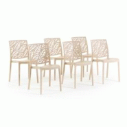 RATTATAN Set 6 Chaises en polypropylène avec fibre de verre empilables pour extérieur et jardin, bar et restaurant, cuisine design moderne - DAFNE - RATTATAN Set 6 Chaises en polypropylène avec fibre de verre empilables pour extérieur et jardin, bar et restaurant, cuisine design moderne - DAFNE -