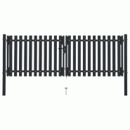 Vidaxl portail de clôture à double porte acier 306x150 cm anthracite 146351