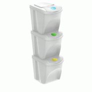 WellHome - Set de 4 Poubelles en Plastique Blanc Cassé 3x25L - blanc plastique WH13941