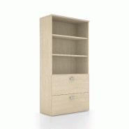 Armoire bibliothèque et tiroirs pour dossiers suspendus - Mobel Linea - Gris_0