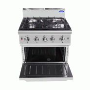 Cuisinière à 4 feux avec four à gaz statique. Brûleurs 3,5+7+12+12 kW avec flamme pilote. Dimensions LxLxH 80x90x114 cm. Modèle AT9G4B-O-1 - 4312