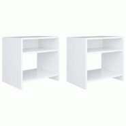 Décoshop26 - Lot de 2 tables de chevet avec compartiment ouvert et étagère 40 x 30 x 40 cm bois d'ingénierie blanc DEC034891 - blanc 3000260350980