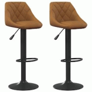 Décoshop26 - Lot de 2 tabourets de bar chaises hautes coutures losange en velours marron et acier noir DEC029788 - marron 3000257554803 Décoshop26 - Lot de 2 tabourets de bar chaises hautes coutures losange en velours marron et acier noir DEC029788 - marron 3000257554803