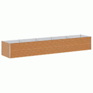 Helloshop26 - Jardinière surélevée 485 x 100 x 68 cm design industriel extérieur résistance intempéries en acier galvanisé marron 02_0059057 -