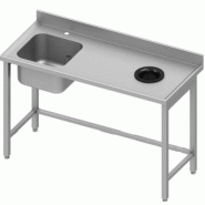 Plonge inox adossée avec 1 bac à gauche sans étagère avec trou vide... - P930946100