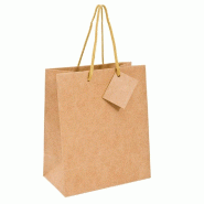 Sac luxe kraft naturel anses cordon naturel 40+15x50cm - par 10