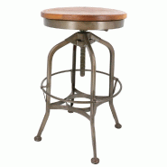 Tabouret de bar d'intérieur Cardiff en bois et métal, ht. Assise réglable
