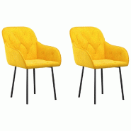 VidaXL Chaises à manger lot de 2 Jaune Velours Modèle Fervessal - 344852