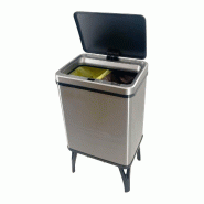 WellHome - Poubelle Intelligente 15L+15L de couleur Grise 35,5x26x60cm - Ouverture Automatique/Manuelle - argenté inox WH15545