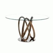 AC ANGEL CERDA Angel Cerdá Table à manger ronde verre trempé et noyer 1021C Ø120 x 75 - Bois massif 8435631004783 AC ANGEL CERDA Angel Cerdá Table à manger ronde verre trempé et noyer 1021C Ø120 x 75 - Bois massif 8435631004783