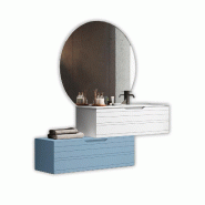 AQA Design Composition vasque droite 4 pièces SOLMIRA en MDF blanc/bleu clair tiffany L.200 P.45 H.190 MPSO54-O1-TIF - multicolore Bois manufacturé