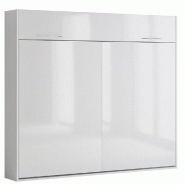 ARMOIRE LIT ESCAMOTABLE VERTIGO FAÇADE BLANC BRILLANT COUCHAGE 160*200 CM