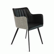 Bistromania Fauteuil d'intérieur MILAN - Similicuir Noir et Tissus Gris - EX006 Bistromania Fauteuil d'intérieur MILAN - Similicuir Noir et Tissus Gris - EX006