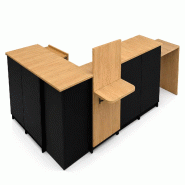 Comptoir caisse noir 1 poste en L avec arche + dosseret PMR  (LIVRÉ MONTÉ) - noir Bois manufacturé 1009
