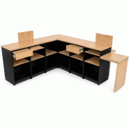 Comptoir caisse noir 2 postes en L avec dosseret + arche PMR  droite (LIVRÉ MONTÉ) - noir Bois manufacturé 696